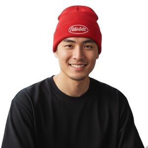 PETERBILT Men’s Knit Beanie Hat in Red One Size Fits All Red winter snow toque